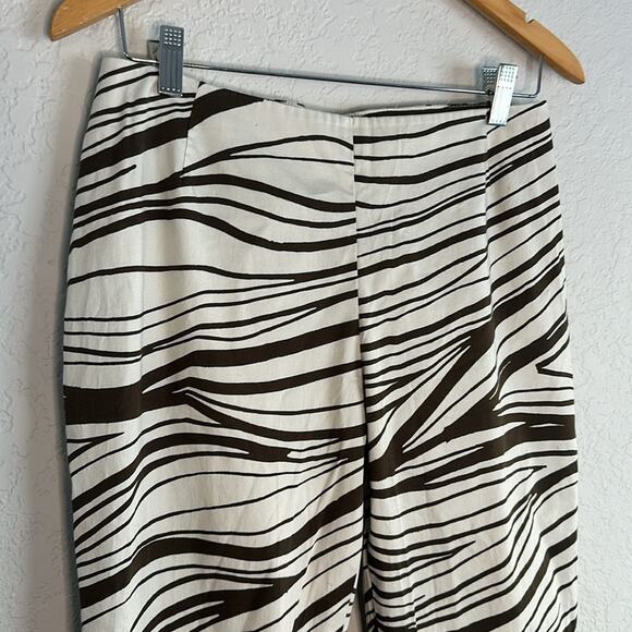 Lafayette 148 Stanton Cream Brown Animal Print Pants Y2K Preppy Zebra Indie - Picture 4 of 8